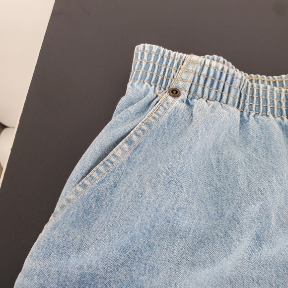 Vintage Lord Isaacs Denim Culotte Shorts 22W Elastic Waist Light Wash Plus Size - Picture 5 of 8